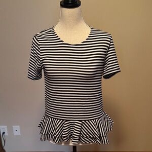 Striped Black and White Peplum Top